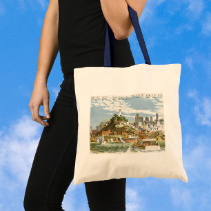 Bolsa Tote Ferryboat de San Francisco Bay do poster das