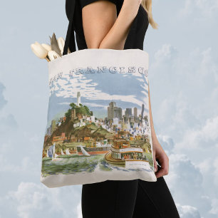 Bolsa Tote Ferryboat de San Francisco Bay do poster das