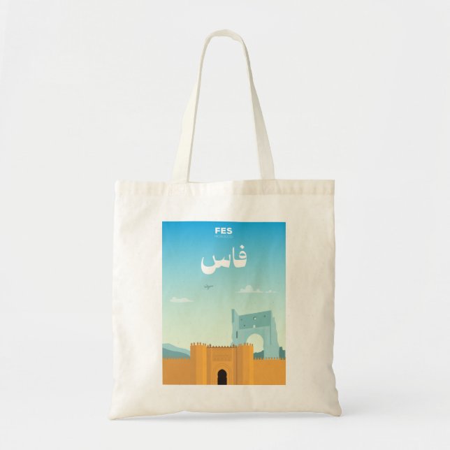 Bolsa Tote Fes Magic – Marrocos Desenhado à Mão (Frente)