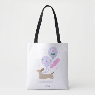 Bolsa Tote Festa de aniversário personalizada do cão-mosca