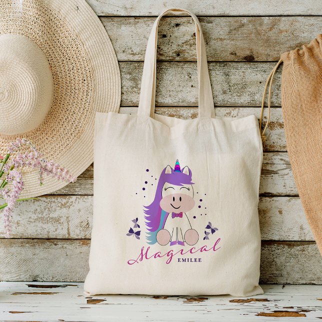Bolsa Tote Festa de aniversário Unicorn Oferece Cores Arco-Ír (Criador carregado)