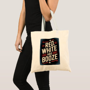 Bolsa Tote Festa de Bebidas de 4 de Julho Vermelho Branco e
