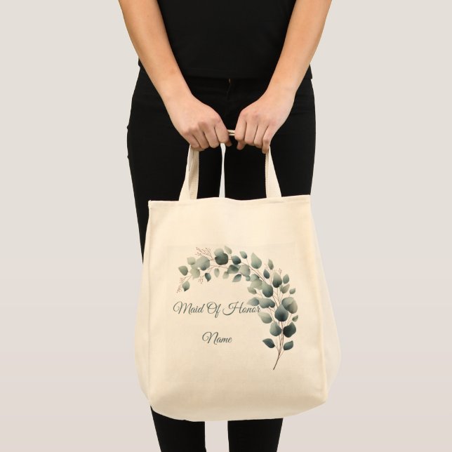 Bolsa Tote Festa de Casamento Simples com Eucalipto (Frente (produto))