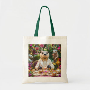 Bolsa Tote Festa de Chá de Lontra Fofo Fantasia
