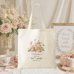 Bolsa Tote Festa de Chá Elegante Borboletas Chá de Bebê 