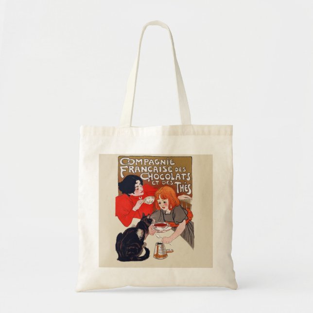 Bolsa Tote Festa de Chocolate Francês Steinlen Arte (Frente)