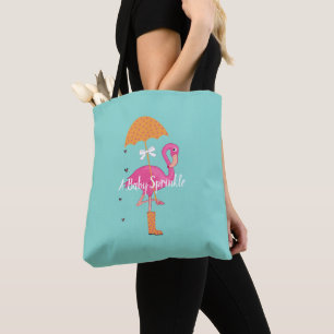 Bolsa Tote Festa de Chuveiro de Flamingo Espalhando Purpurina