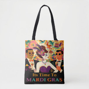 Bolsa Tote Festa de Cocktail Mardi Gras Meados do Século