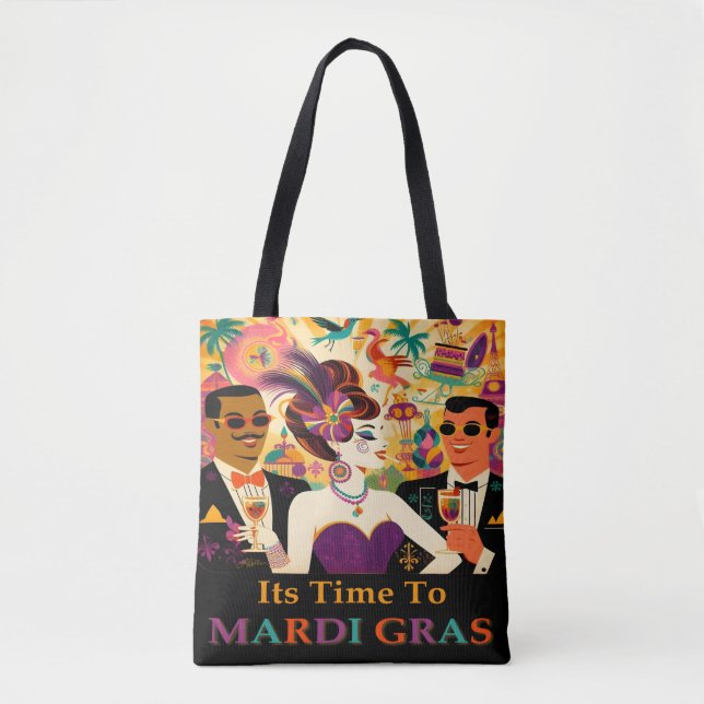 Bolsa Tote Festa de Cocktail Mardi Gras Meados do Século (Frente)