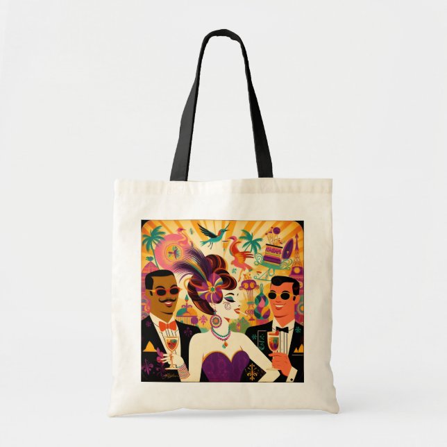 Bolsa Tote Festa de Cocktail Mardi Gras Retro Meados do Sécul (Frente)