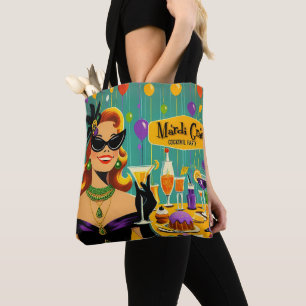 Bolsa Tote Festa de Cocktail Retro Mardi Gras dos Anos 50