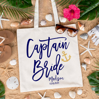 Bolsa Tote Festa de Despedida de Solteira Capitã Noiva Azul N