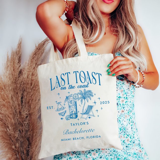 Bolsa Tote Festa de Despedida de Solteira Costeira Moderna Az (Criador carregado)