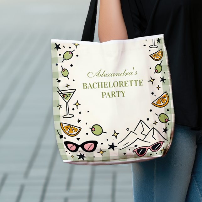 Bolsa Tote Festa de Despedida de Solteira Montanhas e Martini (Criador carregado)