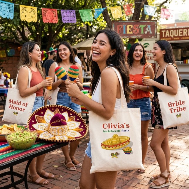 Bolsa Tote Festa de Despedida de Solteira Personalizada Mexic (Criador carregado)