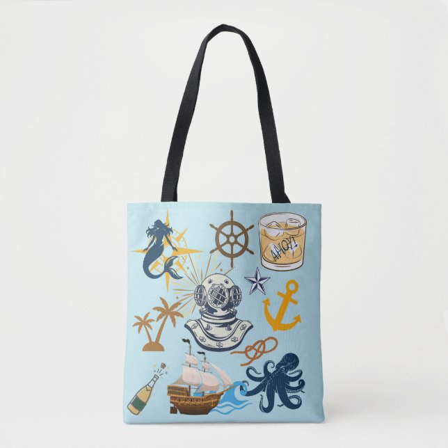 Bolsa Tote Festa de Despedida de Solteiro Náutica (Frente)