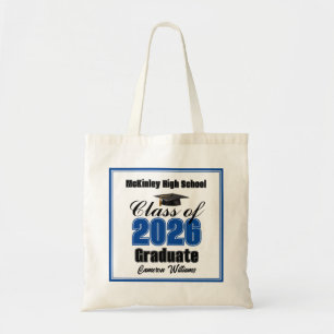 Bolsa Tote Festa de Graduação Personalizada Azul da Turma de
