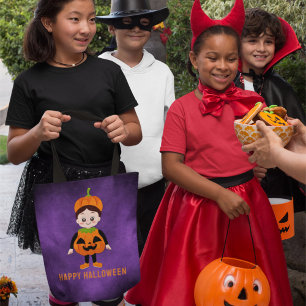 Bolsa Tote Festa de Halloween para Crianças Pumpkin