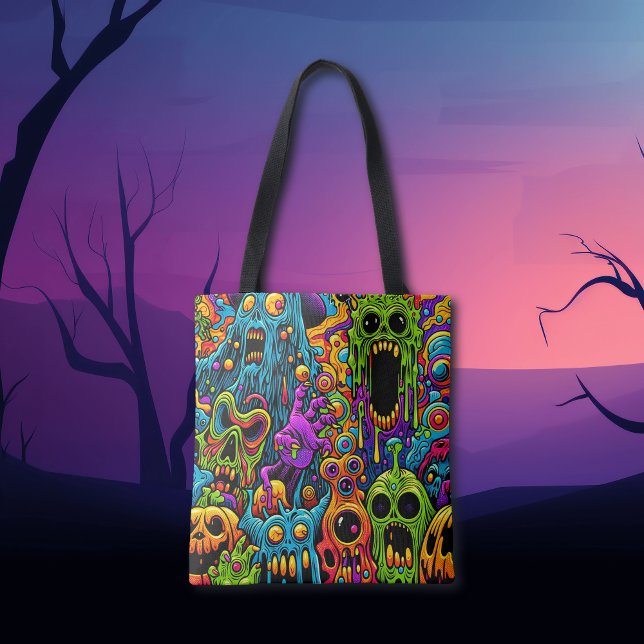 Bolsa Tote Festa de Halloween | Zumbis e Monstros (Criador carregado)