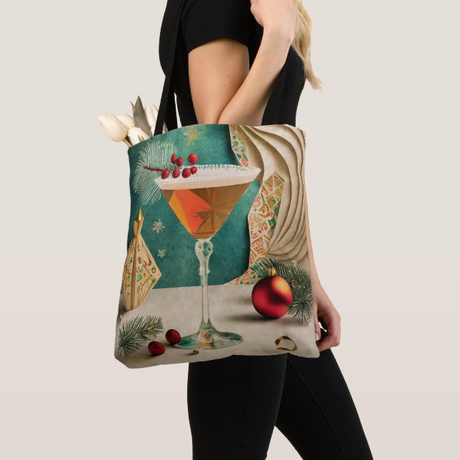 Bolsa Tote Festa de Natal de Cocktail da Metade do Século Hap (Close Up)