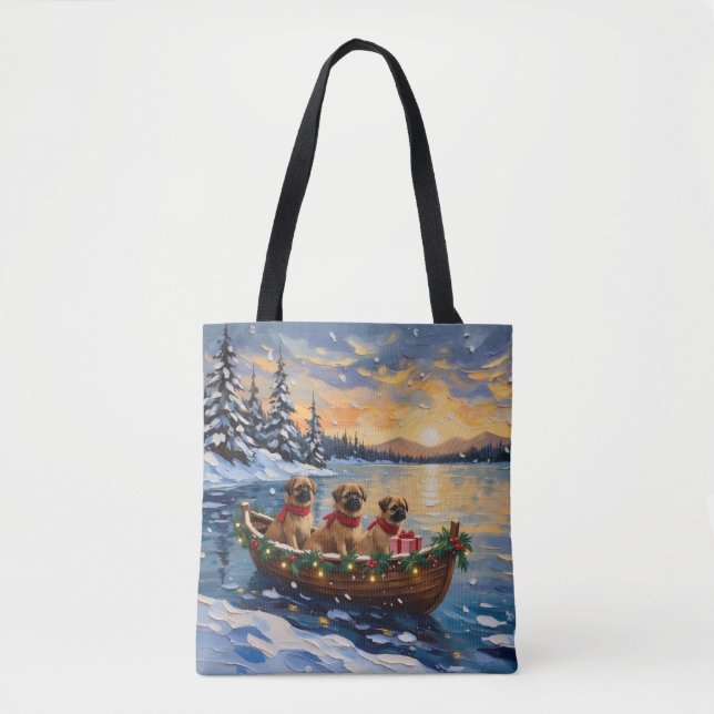 Bolsa Tote Festa de Natal do Barco do Pequinês (Frente)