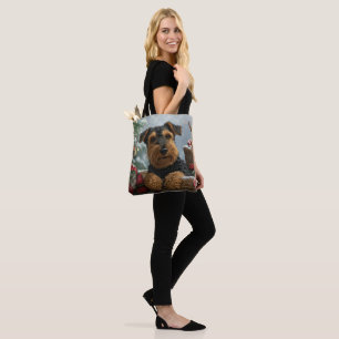 Bolsa Tote Festa de Natal do Cão Airedale
