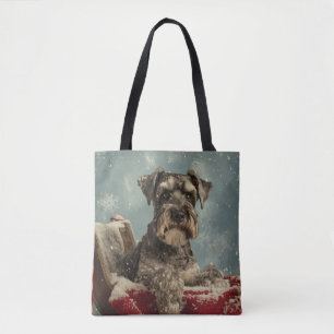 Bolsa Tote Festa de Natal do Cão Schnauzer