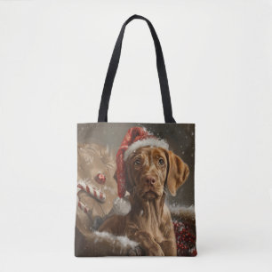 Bolsa Tote Festa de Natal do Cão Vizsla