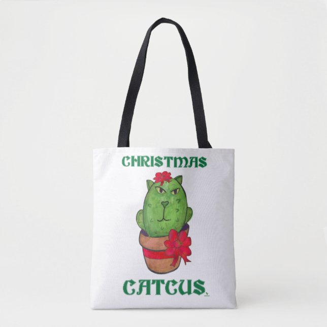 Bolsa Tote Festa de Natal Feriado Cactus Cartoon (Frente)