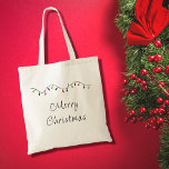 Bolsa Tote Festa de Natal Festiva Festa de Férias Napkins<br><div class="desc">Saco festivo de tota de Natal,  com luzes de Natal e design de tipografia de guião. Com a inscrição personalizável preta,  você pode adicionar suas próprias informações. Excelente para planejar suas viagens de compro nesta temporada de férias.</div>
