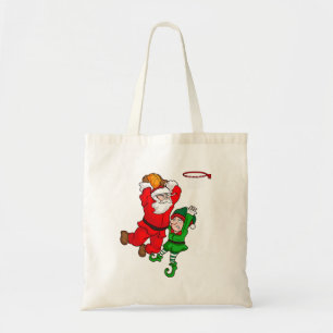 Bolsa Tote Festa de Natal no Basquete Santa Claus Slam Dunk E
