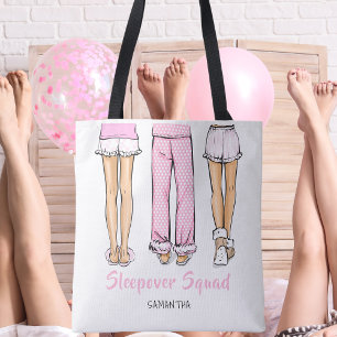 Bolsa Tote Festa de Pijamas Personalizada Favor de Sleepover