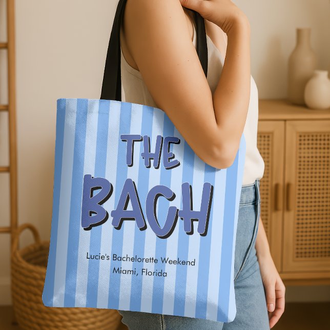 Bolsa Tote Festa de solteira Bach Blue Stripes (The Bach Bridesmaid Tote Bag)