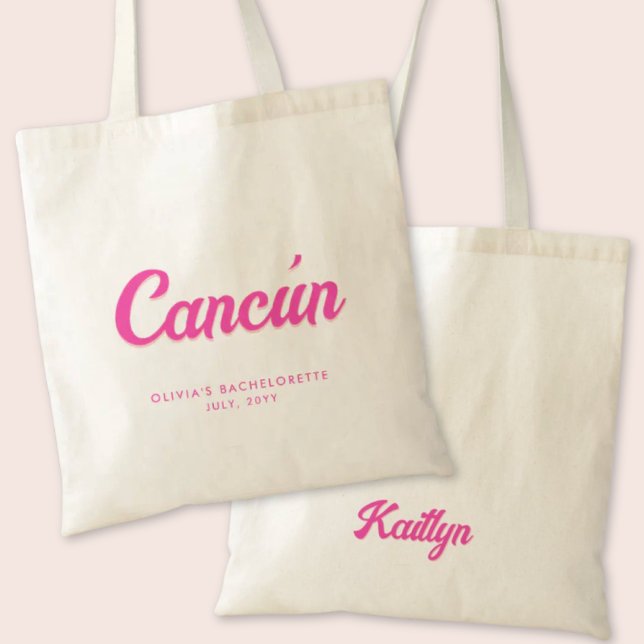 Bolsa Tote Festa de solteira de Cancún Personalizada Tote Bag (Cancun Bachelorette Party Tote Bag)