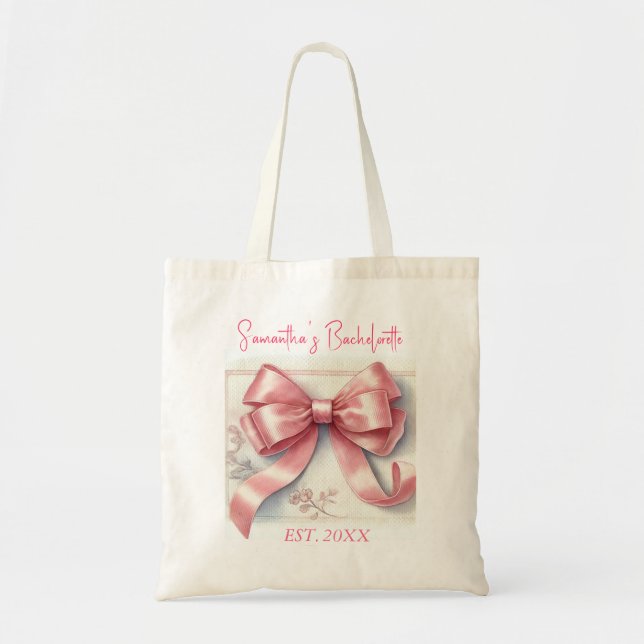 Bolsa Tote Festa de solteira de Cherry de Arco rosa coquette (Frente)