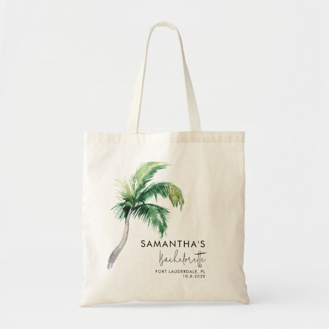 Bolsa Tote Festa de Solteira Personalizada Árvore de Palma Tr (Frente)