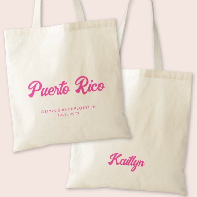 Bolsa Tote Festa de solteira Personalizada de Porto Rico (Puerto Rica Bachelorette Party Tote Bag)