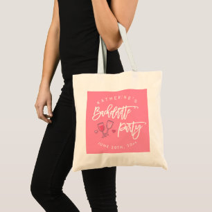 Bolsa Tote Festa de Solteira Rosa e Branca
