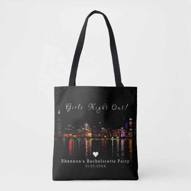 Bolsa Tote Festa de solteira Skyline Personalizada em Chicago (Frente)
