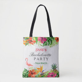 Bolsa Tote Festa de solteira Tropical Floral Flamingo Bride
