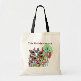 Bolsa Tote Festa de Urso de Teddy 4º Aniversário Camisetas e