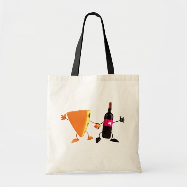 Bolsa Tote Festa Divertida de Vinho e Queijo (Frente)