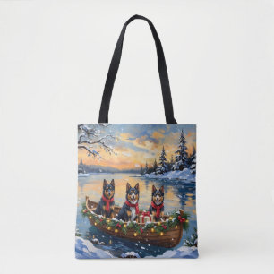 Bolsa Tote Festa do Barco de Natal do Lapphund Finlandês