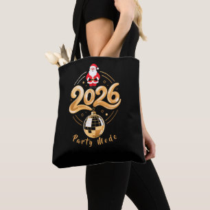Bolsa Tote Festa do Papai Noel 2026 Modo Discoteca Dourada Na