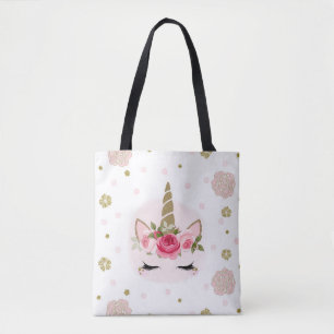 Bolsa Tote Festa Dourada de Trendência dos Blooms Florais do