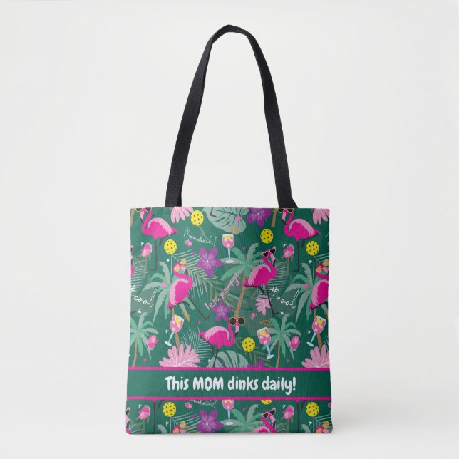 Bolsa Tote 🤩 festa tropical com pijama, texto personalizado (Frente)