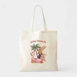 Bolsa Tote Festa tropical divertida com tema de praia flaming