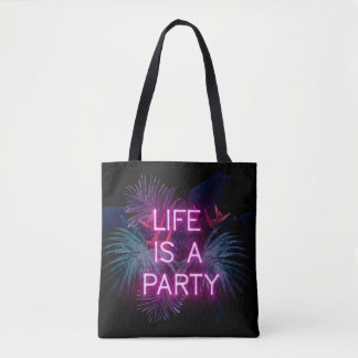 Bolsa Tote Festa tropical, folhas de palma de neon.