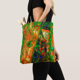 Bolsa Tote Festas de carnaval ou máscara de tintas, verdes e