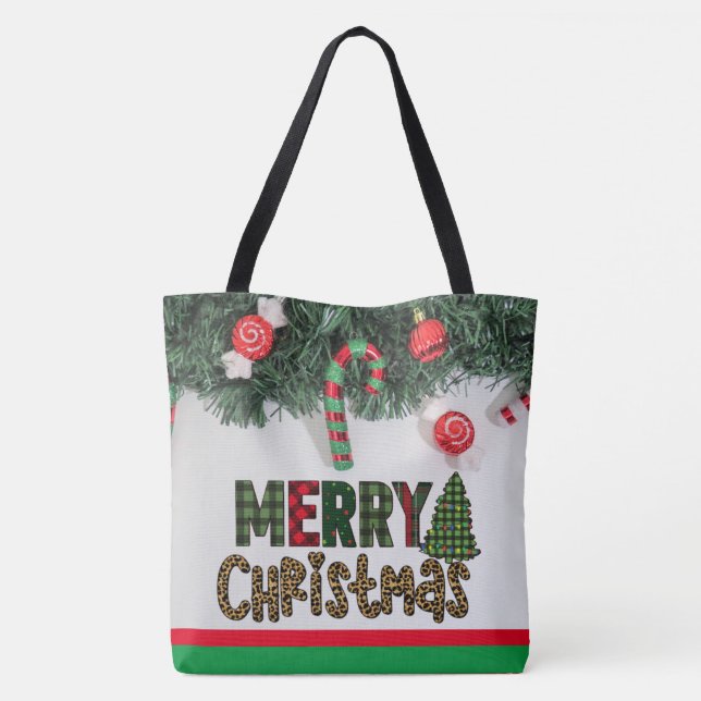 Bolsa Tote Festiva Festiva Fera Natal Feliz Natal (Verso)